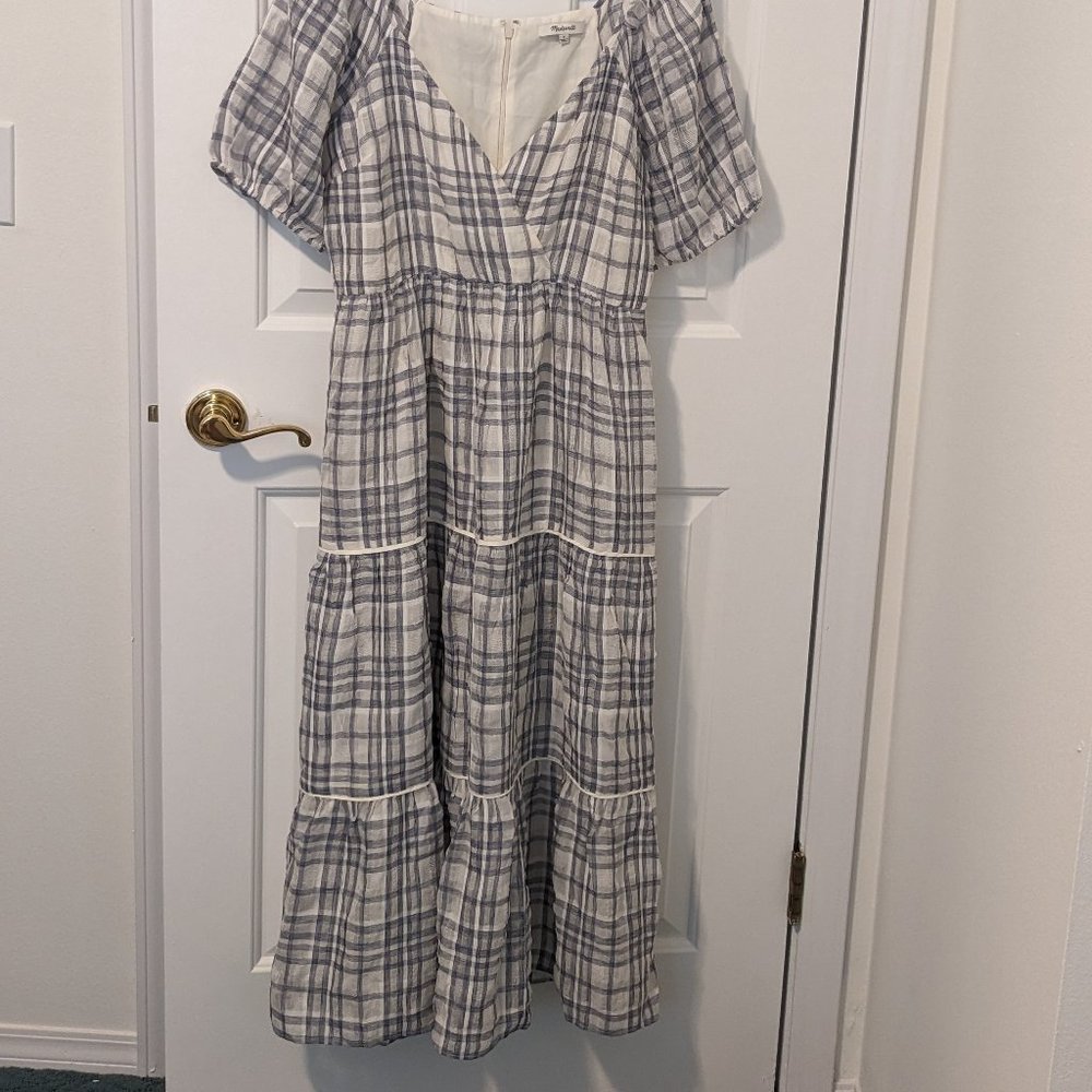 NWOT Madewell Plaid Tiered Midi Dress 6